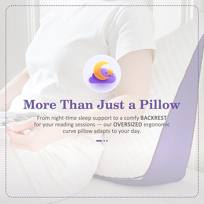 HOMELAB Adjustable Crescent Shredded Memory Foam Pillows King Size, Cooling Bed - Image 8