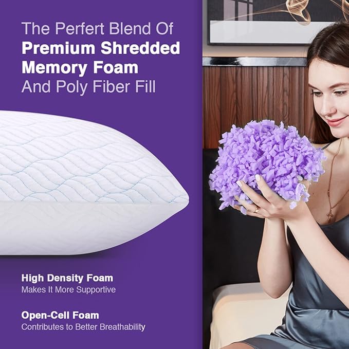 WISHSMILE Cooling King Size Pillows, Pillow King Size Set of 2 Shredded Memory - Image 5
