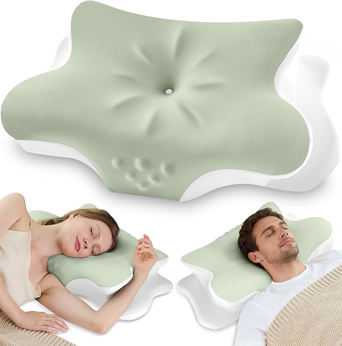 Cervical Neck Pillow for Pain Relief – Ergonomic Memory Foam Pillow for Side by VJASD