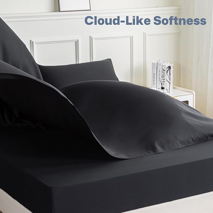 Lavisun King Flat Sheet, 6 Pack Black King Bed Sheet Only - Image 3
