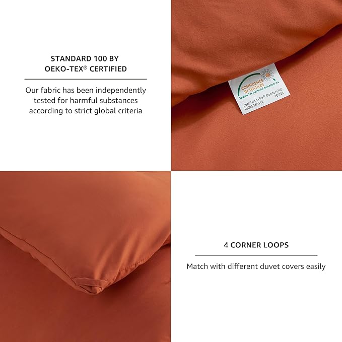 CozyLux California King Comforter Set Burnt Orange, 3 Pieces Cal King - Image 5