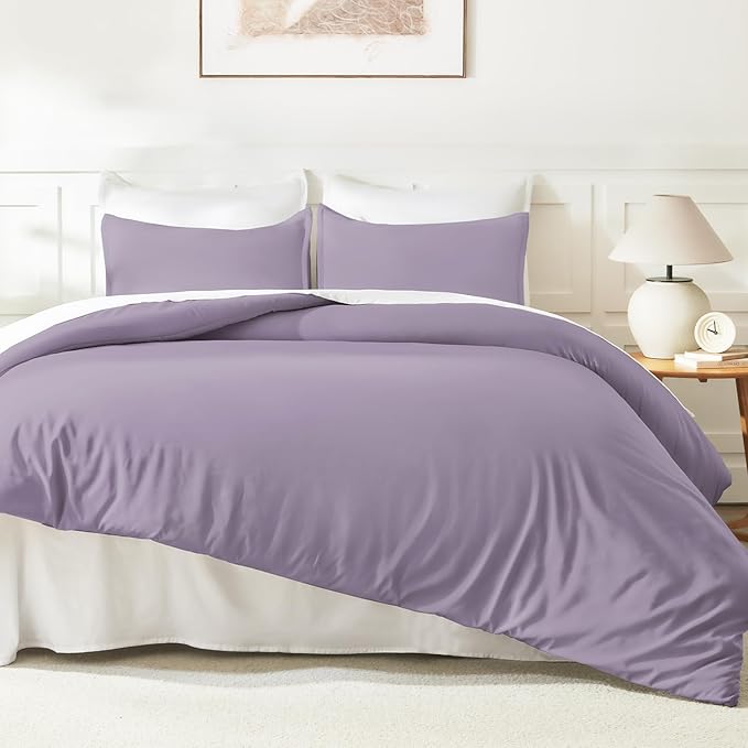 Litanika Grayish Lavender Purple Comforter Set Queen Size, 3 Pieces Lightweight - Image 6