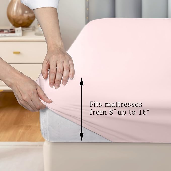 FreshCulture Pure Cotton Fitted Sheets Queen Size, 300 Thread Count Percale - Image 3