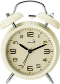 (Loud Alarm for Deep Sleepers 4'' Twin Bell Alarm Clock, Stereo Digital Dial Alarm Clock with Backlight for Bedroom and Home Decoration(Cream Cheese)