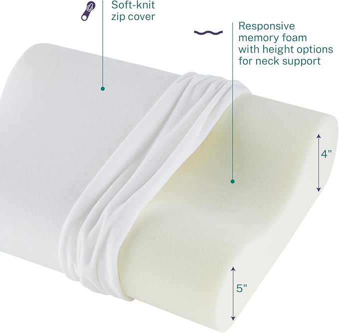 Sleep Innovations Memory Foam Contour Pillow, Standard Size, and Shoulder - Image 3