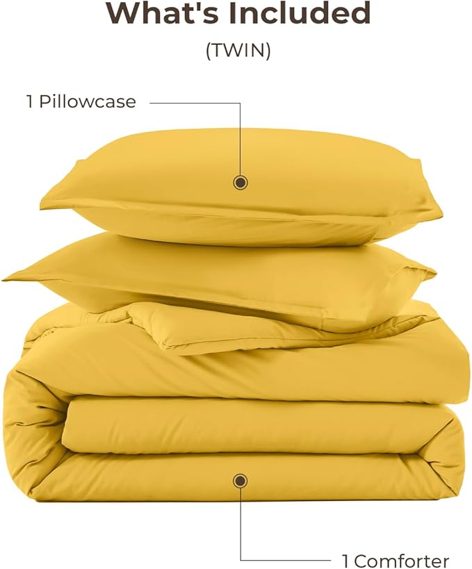 Litanika Mustard Yellow Comforter Set Twin/Twin XL Size, 2 Pieces Lightweight - Image 7