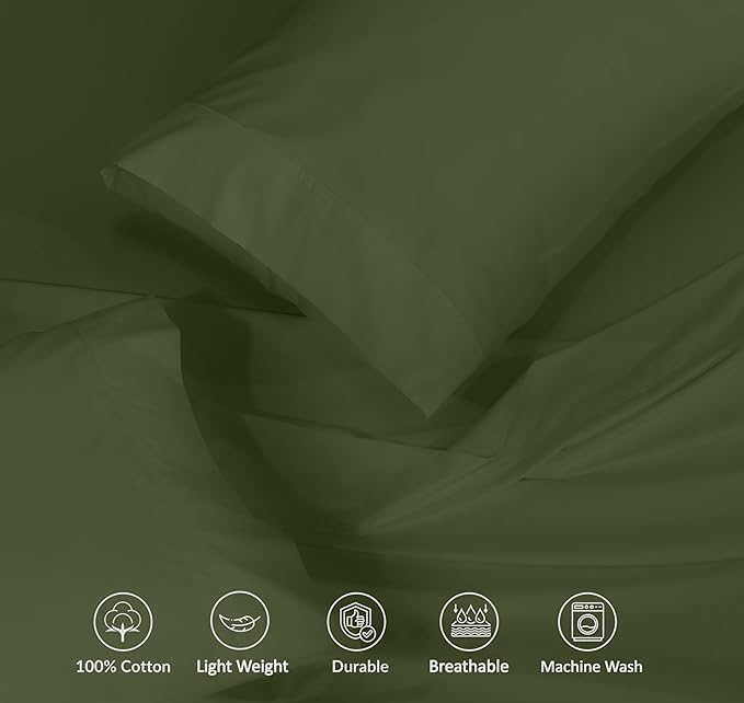 RUVANTI 100% Cotton Sheets – King Size Percale Bedding, Cooling & Breathable - Image 4