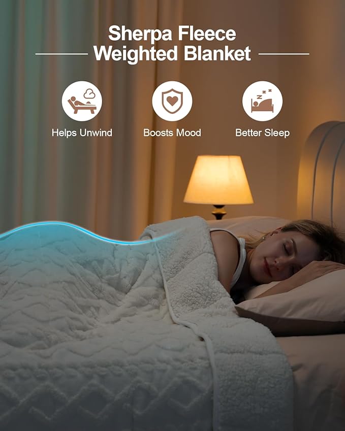 Super Fuzzy Soft Sherpa Fleece Weighted Blanket, 15 lbs Dual Sided Fluffy Heavy - Image 2