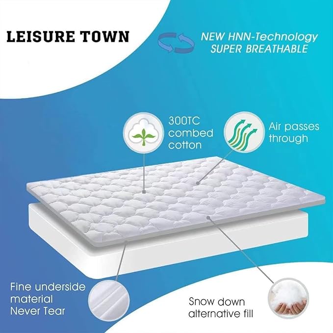 LEISURE TOWN Cotton Full XL Size Mattress Pad Fitted Quilted Mattress Cover - Image 6