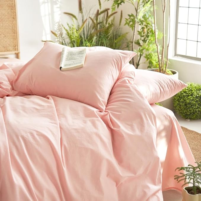 Wake In Cloud - Cotton Duvet Cover Set, Full Size, 100% Washed Cotton, Linen - Image 6