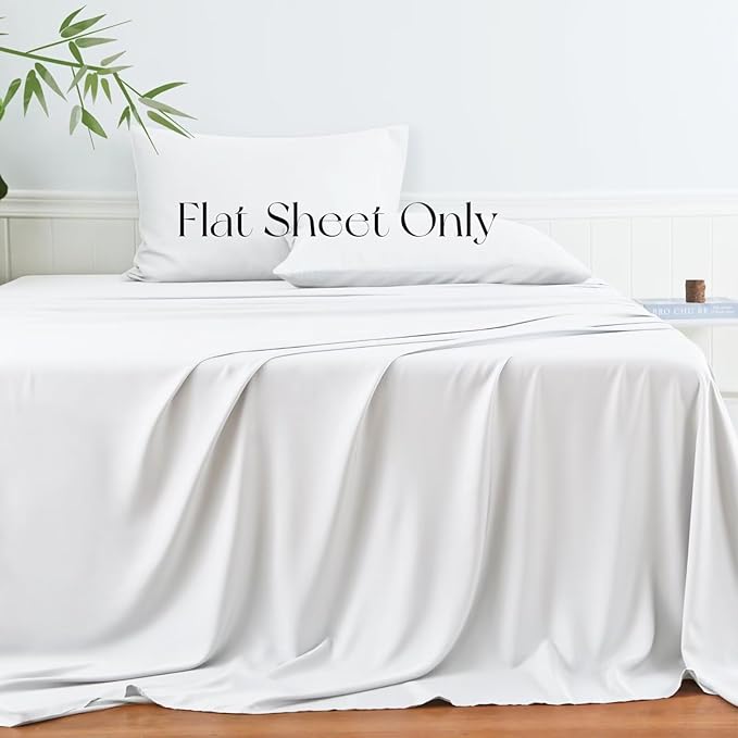 Bamboo Viscose Flat Sheets Only, 400 Thread Count Sateen Weave King Size Flat - Image 2