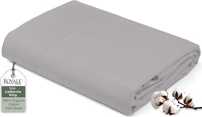 Royale Linen 100% Organic Cotton California King Flat Sheet Only by ROYALELINENS