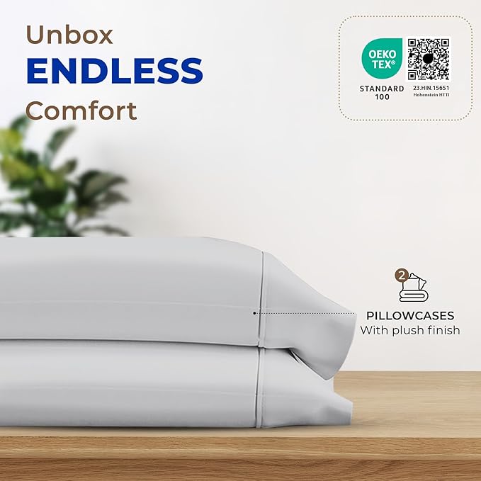 Thread Spread 100% Egyptian Cotton Pillow Cases Queen Size Set of 2 - Image 3