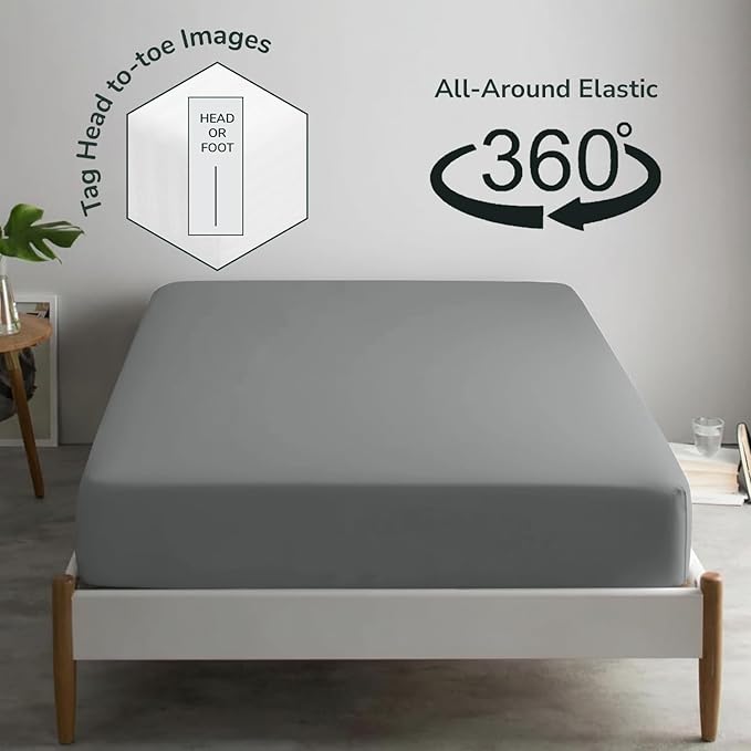 Feather & Stitch Fitted Bottom Sheet Only Twin Size 500 TC-1 Piece 100% Cotton - Image 4