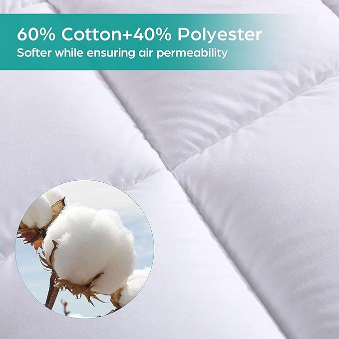 WhatsBedding Waterproof Mattress Pad Full Size Cotton Top Down Alternative - Image 3