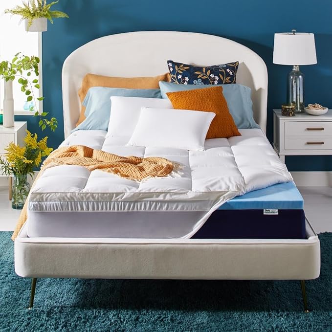 Sleep Innovations Dual Layer 4 Inch Memory Foam Mattress Topper, King Size - Image 2