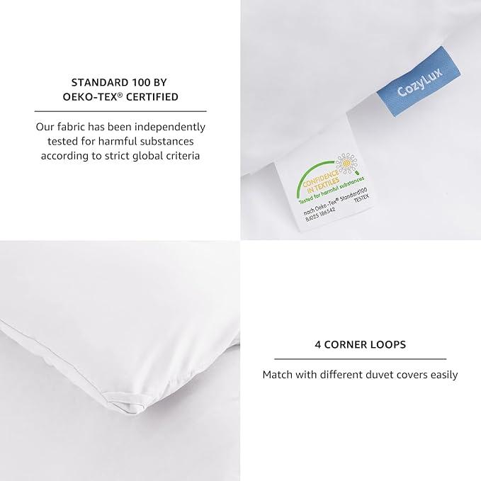 CozyLux Twin Comforter Set White, 2 Pieces Twin Extra Long Solid Breathable - Image 4