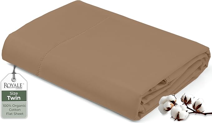 Royale Linens 100% Organic Cotton Twin Flat Sheet Only by ROYALELINENS