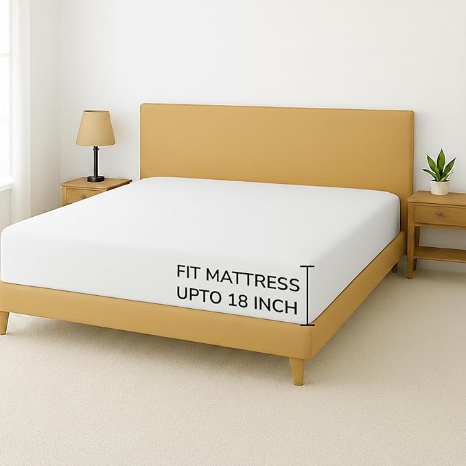 Feather & Stitch Fitted Bottom Sheet Only King Size 500 TC-1 Piece 100% Cotton - Image 5