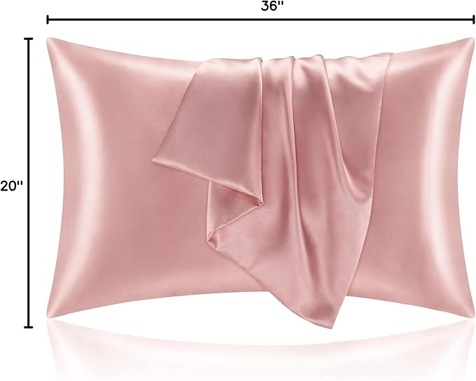 BEDELITE Satin Pillowcase with Zipper, Rose Pink King Size Pillow Cases Set of 2 - Image 7