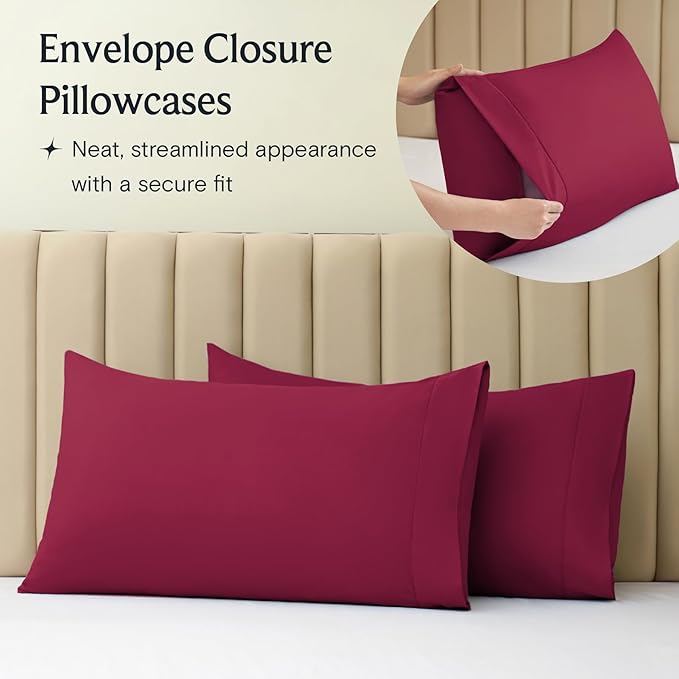 LuxClub 4 PC Full Sheet Set, Breathable Luxury Bed Sheets, Deep Pockets 18" - Image 3