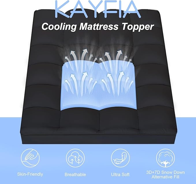 KAYFIA TwinXL Mattress Topper, Extra Thick Mattress Pad Cover - Image 9