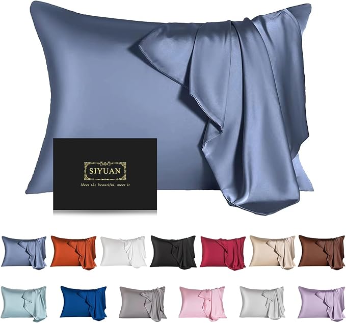 Mulberry Silk Pillowcase for Hair and Skin, Standard Size Cooling Silk Pillow by SIYUAN
