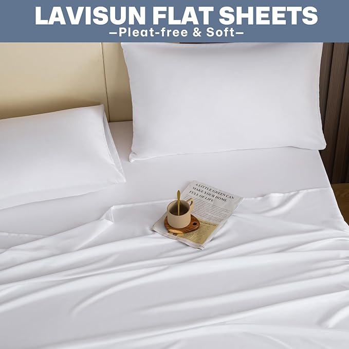 Lavisun Twin Flat Sheets Only 2 Pack, Hotel Quality Twin Flat Sheets Only - Image 8