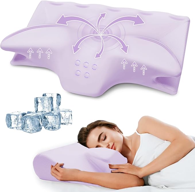 Cervical Pillow for Neck Pain Relief, Cooling Contour Memory Foam Pillows by SUFOR