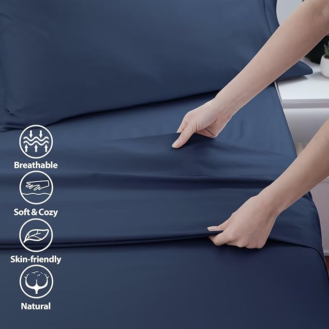 2-Pack Cotton TwinXL Flat Sheet Only, 600 Thread Count 100% Egyptian Cotton Top - Image 3