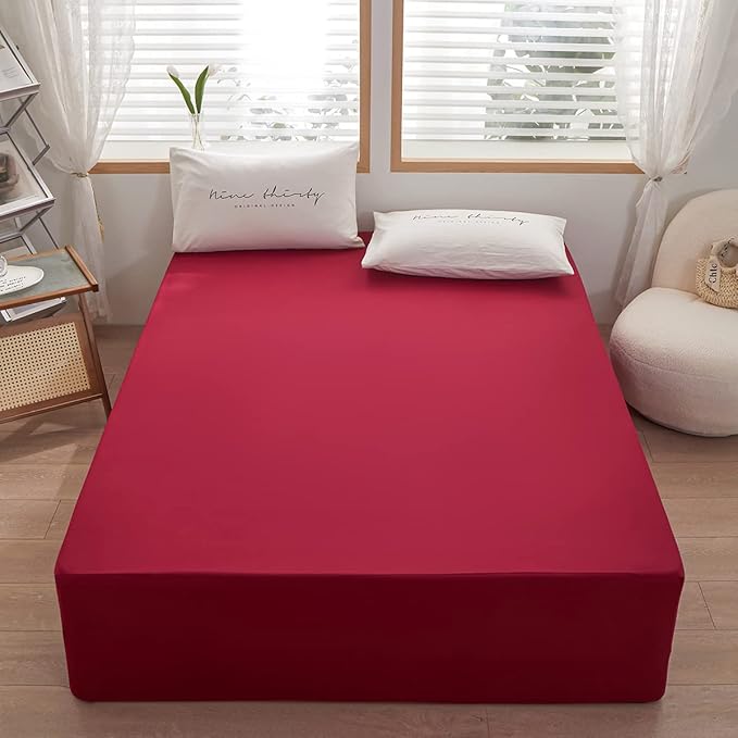 Bedding Twin Size Fitted Sheet Only-Twin Size Deep Pocket Bottom Fitted Sheet - Image 2