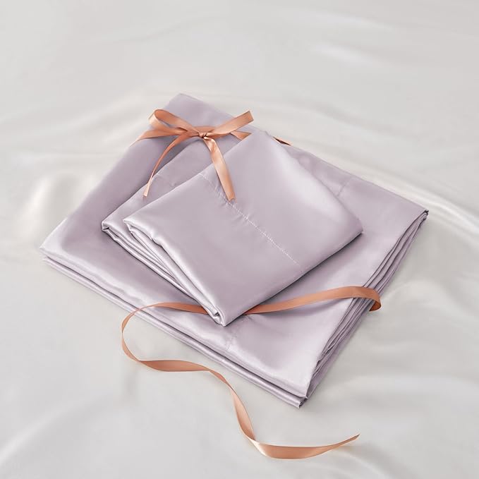 BEDELITE King Size Sheets Set, Luxury Soft Lavender Satin Sheets - Image 7