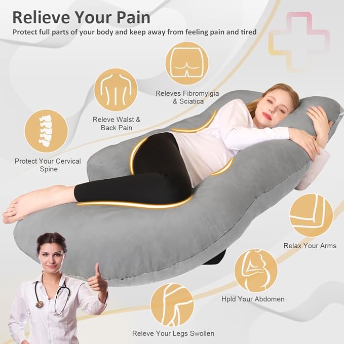 Chilling Home Memory Foam Pregnancy Pillow, J Shape Pregnancy Pillows - Image 2
