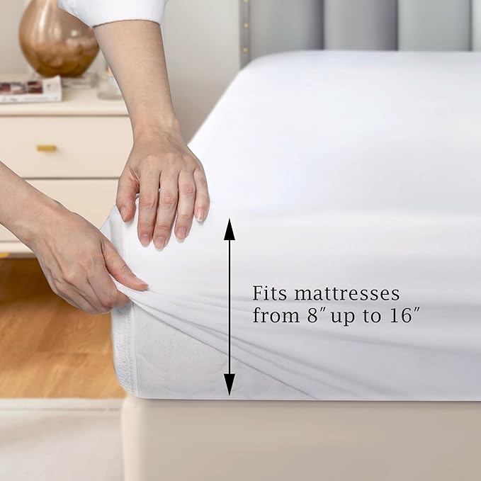 FreshCulture Pure Cotton Fitted Sheets King Size, 300 Thread Count Percale - Image 3