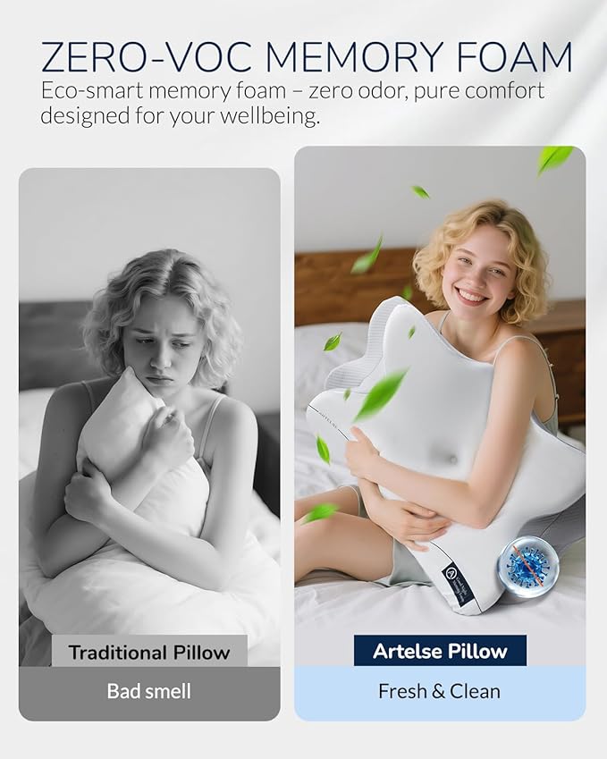 Cervical Neck Pillow for Side & Back Sleepers, Ergonomic Memory Foam Pillow for - Image 6