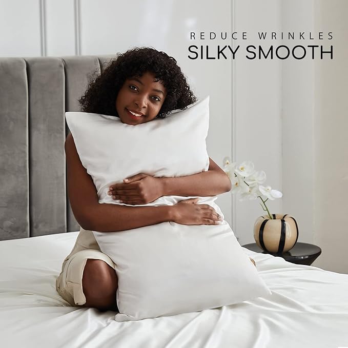 MR&HM Satin Bed Sheets, Twin Size Sheets Set - Image 4