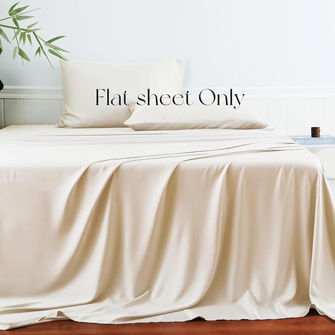 Bamboo Viscose Flat Sheets Only, 400 Thread Count Sateen Weave Queen Size Flat - Image 2