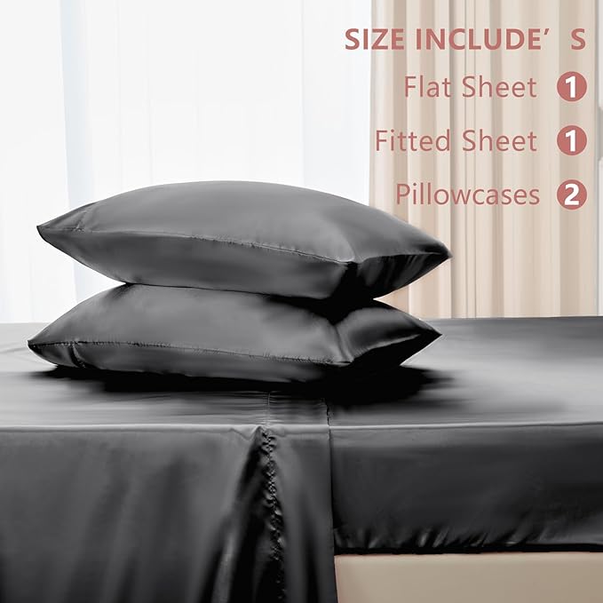 CozyLux Satin Sheets Queen Size Bed Set - Image 6