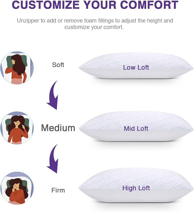 WISHSMILE Cooling Shredded Memory Foam Pillows - Image 4