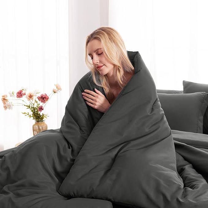 CozyLux Full Size Comforter Sets Dark Grey, 7 Pieces Bed in a Bag Full - Image 7