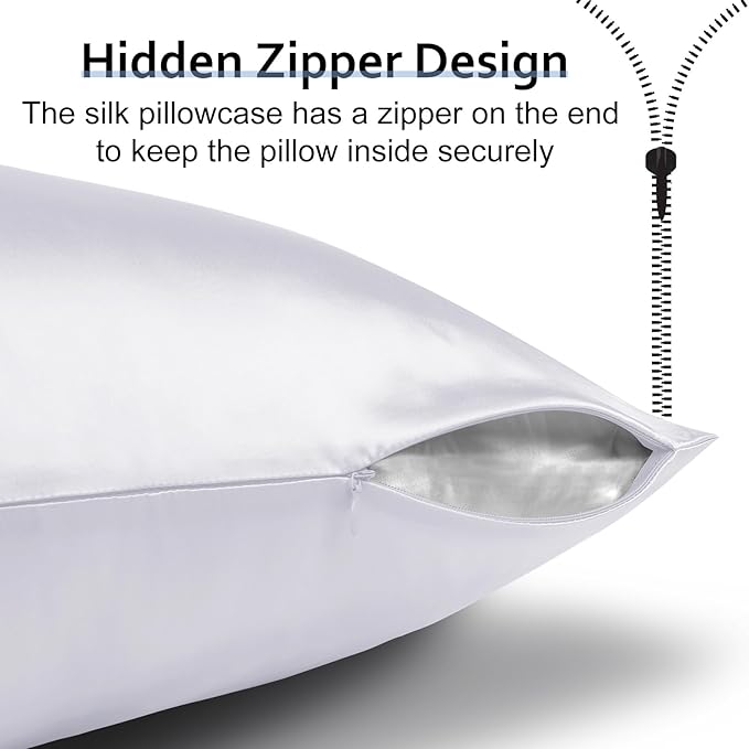 Silk Pillow Cases 2 Pack, Ravmix Both Sides Mulberry Silk Pillowcases Set of 2 - Image 6