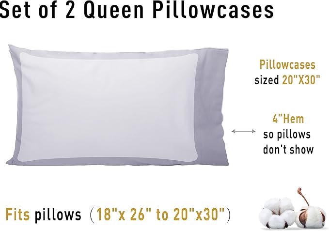 Sunflower Queen Pillowcases Set of 2, 100% Cotton Queen Size Pillow Cases 2 - Image 8