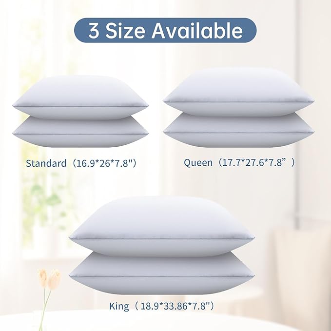Piwaal Bed Pillows for Sleeping King Size Set of 4, Down Alternative Filling - Image 2