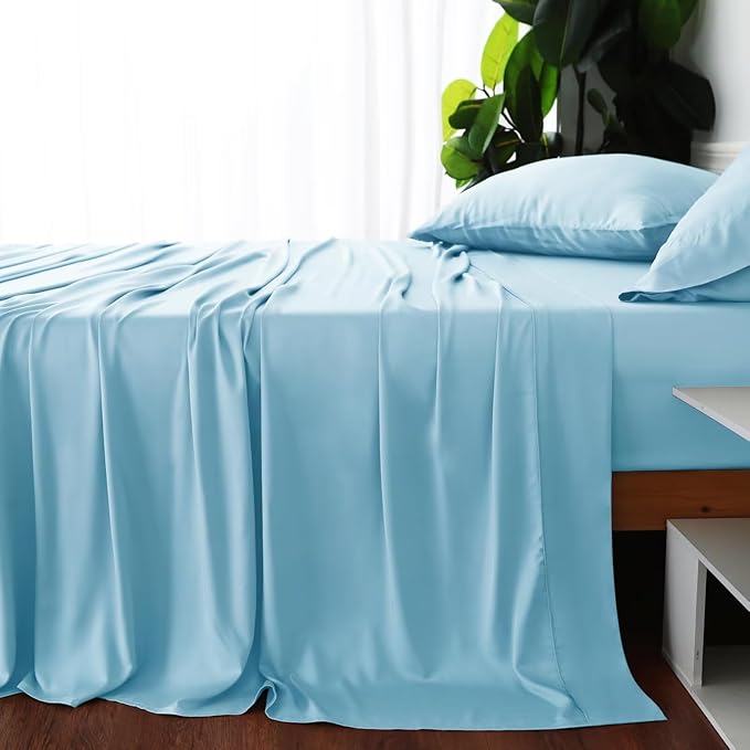 Bamboo Viscose Flat Sheets Only, 400 Thread Count Sateen Weave Queen Size Flat - Image 4
