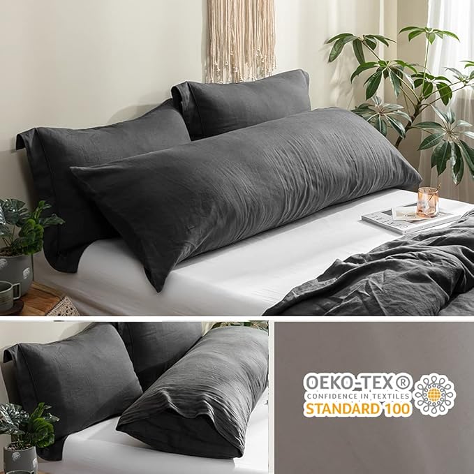 Simple&Opulence Body Pillow Cover 20" x 54", 100% Pure Linen, Ultra Soft and - Image 5