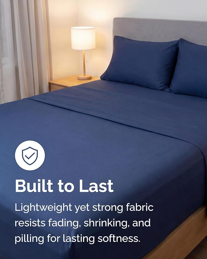 Lightweight 4 Piece Bed Sheet Set King Size - Image 4