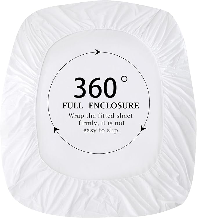 FreshCulture Pure Cotton Fitted Sheets Twin XL Size, 300 Thread Count Percale - Image 4