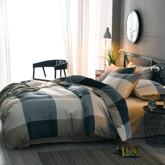 mixinni King Size Checkered Duvet Cover Set - Image 3