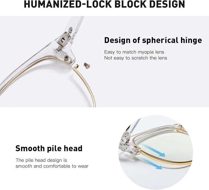 Blue Light Blocking Glasses Vintage Half Frame UV Clear Lens Anti Eyestrain - Image 5