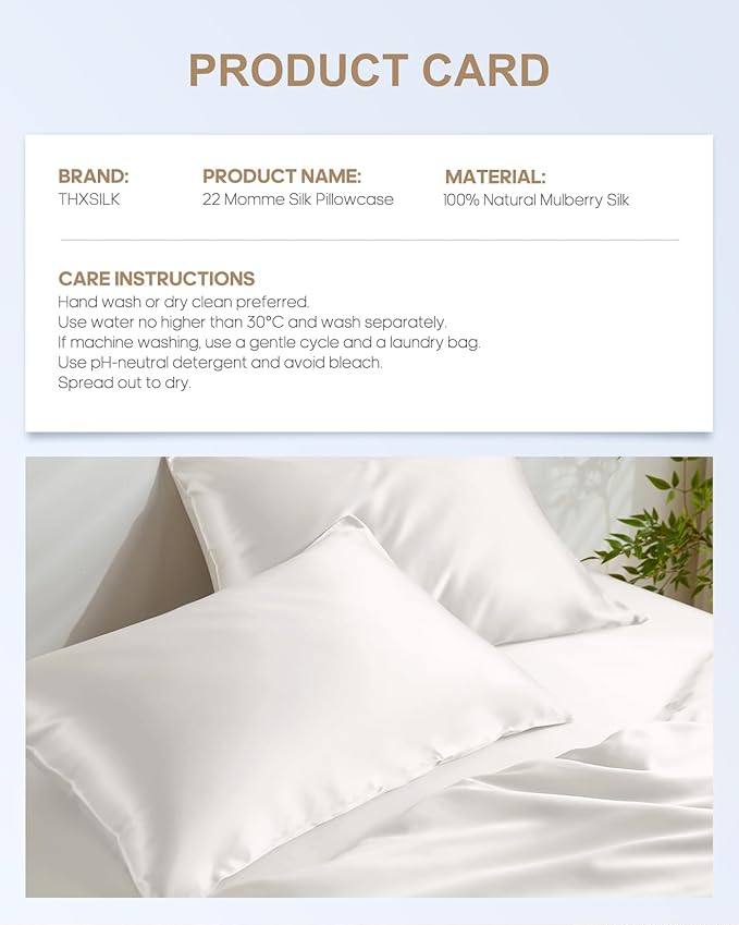 THXSILK Set of 2 100% Silk Pillowcases - Image 8